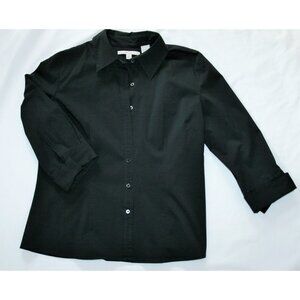 Merona Black Stretch 3/4 Sleeve Shirt Large